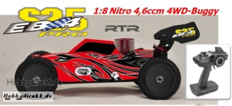 EB4 S2.5 1:8 Nitro 4WD Buggy 4,6ccm RTR 2.4G, ROT-Carbon Thunder Tiger 6243-F114