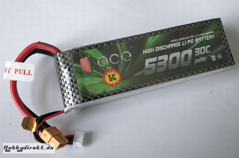 LiPo 30C Gens ace 3S 5300mAh 11,1V, XT60 Stecker Thunder Tiger BT2851