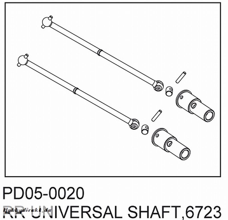 CVA Kardan-Wellen, Stahl, Hinten, Komplett-Set (2) Thunder Tiger PD05-0020