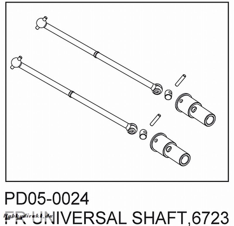 CVA Kardan-Wellen, Stahl, Vorne, Komplett-Set (2) Thunder Tiger PD05-0024