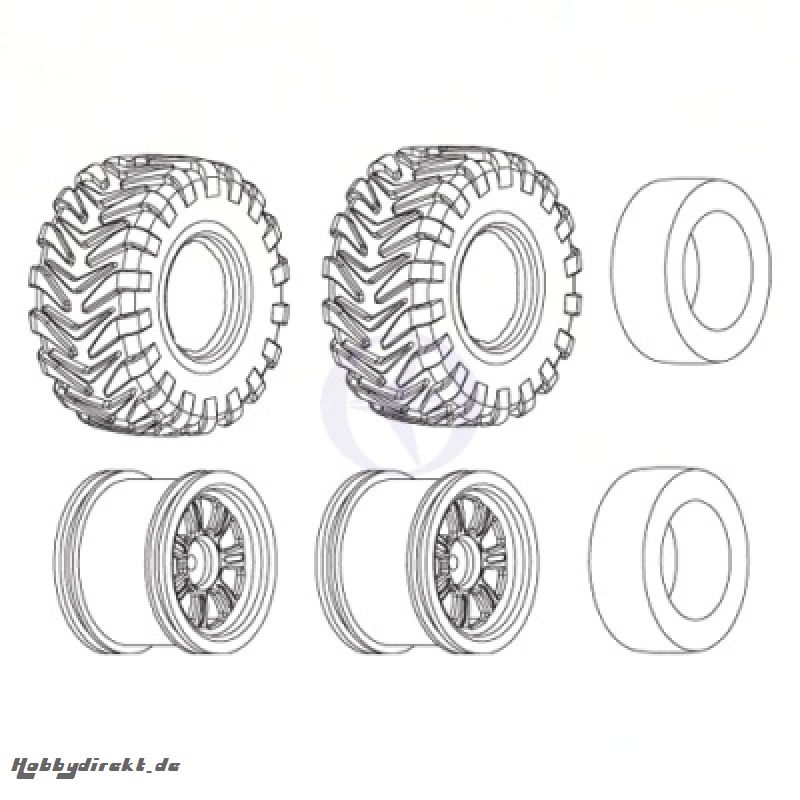 Felgen u. Reifen Set ZT  hinten Thunder Tiger PD2135