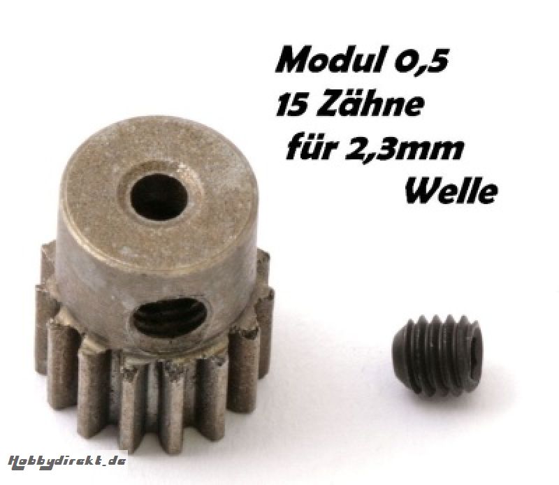 Motor-Ritzel M0,5 15Z, Welle 2,3mm z.B. für NOSRAM Micro 370 Thunder Tiger PD2185T