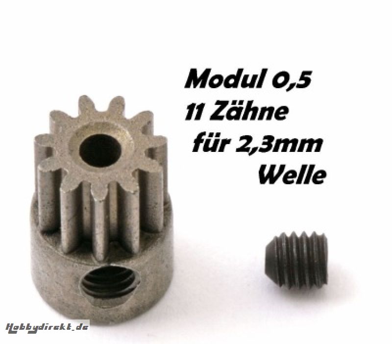 Motor-Ritzel M0,5 11Z, Welle 2,3mm z.B. für NOSRAM Micro 370 Thunder Tiger PD2210T