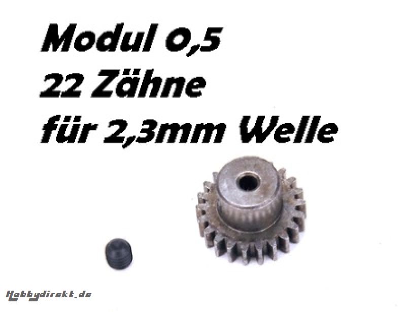 Motor-Ritzel M0,5, 22Z, Welle 2,3mm, u.A. NOSRAM Micro 370 Thunder Tiger PD7266T