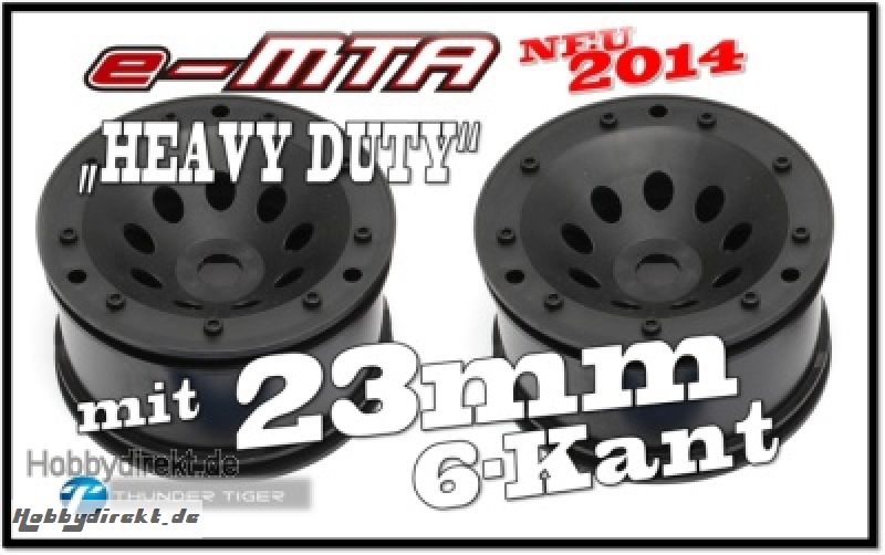 e-MTA HD Felgen für 23mm 6-Kant, Schwarz (2) Thunder Tiger PD7532