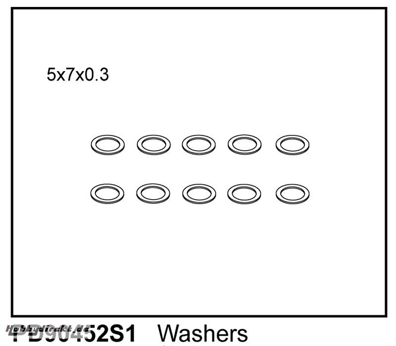 Scheiben 5x7x0,3mm (10) u.A. für KAISER XS Thunder Tiger PD90452S1