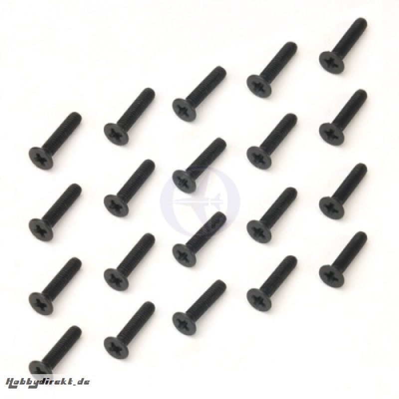 Schraube M2,5x12mm, Senk-Kopf, Kreuz, Stahl, Schwarz (20) Thunder Tiger PD9124