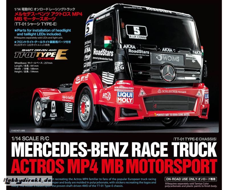 1:14 RC M-B Race Truck Actros MP4 TT-01E Tamiya 58683 300058683