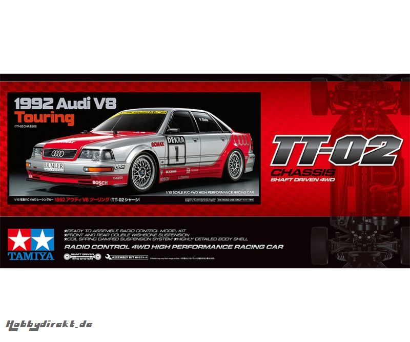 1:10 RC Audi V8 1992 Tourenwagen TT-02 Tamiya 58699 300058699