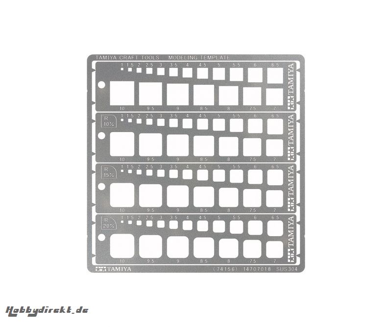 Modeling Quadrat Schablone 1-10mm (4) PE Tamiya 74156 300074156