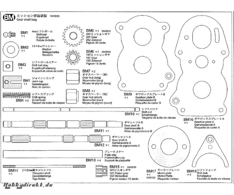 GETRIEBEWELLENBEUTEL BM1-18 Tamiya 9400029