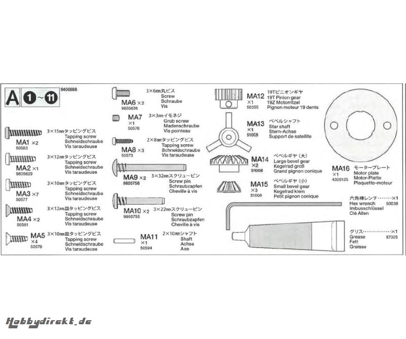 Metallteile-Beutel A 58402 Tamiya 9400688