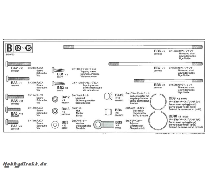 Metallteile-Beutel B 58405 Tamiya 9400723