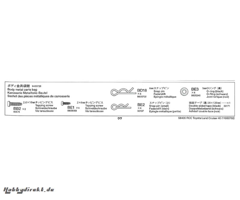 Metallteile-Beut.Kar.58405 Tamiya 9400726