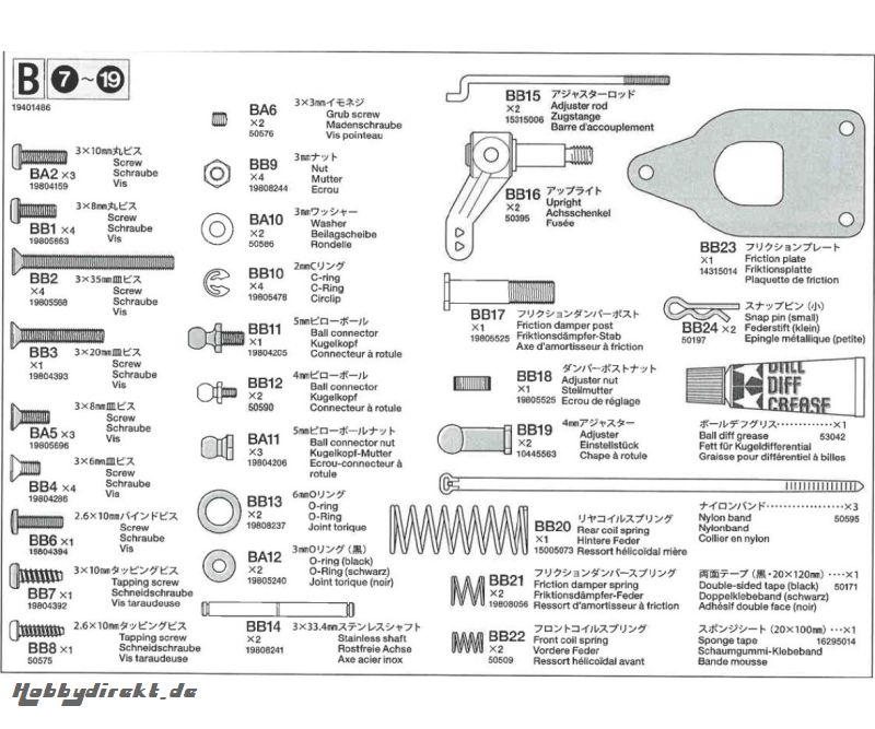 Metallteile-Beutel B 58447 F104 Tamiya 9401486 309401486