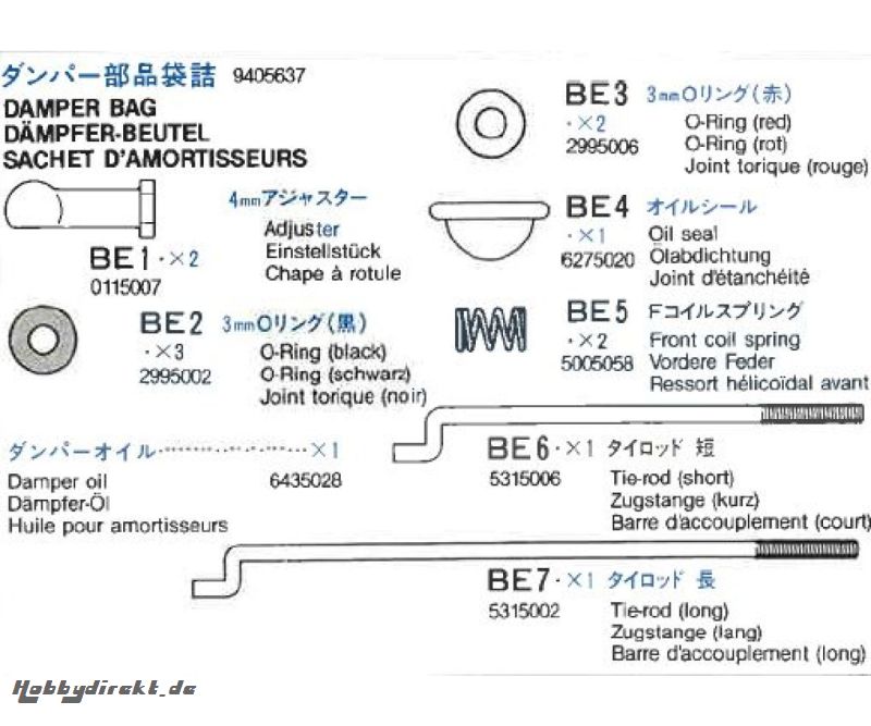 DÄMPFER-TEILE-BEUTEL Tamiya 9405637