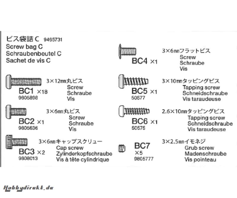 Schrauben-Beutel C 58395 Tamiya 9465731