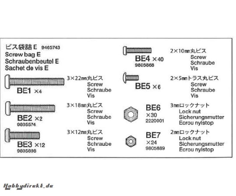 Schrauben-Beutel E 56319 Tamiya 9465743