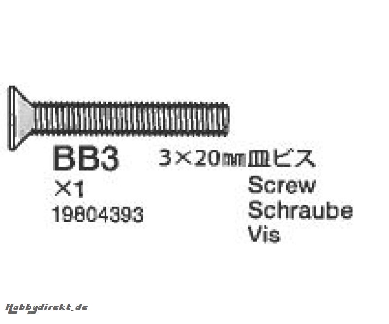 Senkkopfschraube 3x20mm (10) schw.58447 Tamiya 9804393 309804393