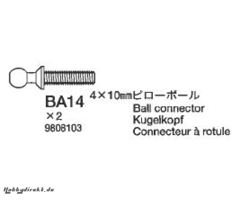 Kugelkopf 4x10mm (2x) Tamiya 9808103