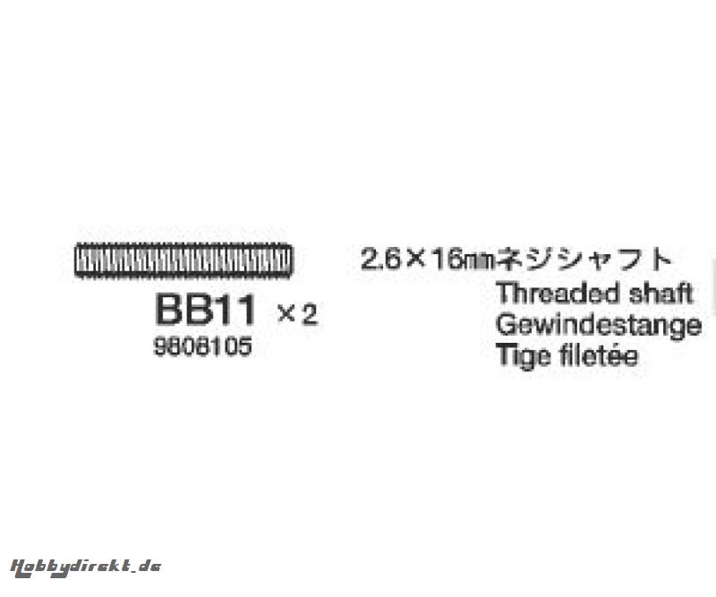 Welle 2,6mmx16mm (2x) 56706 Tamiya 9808105