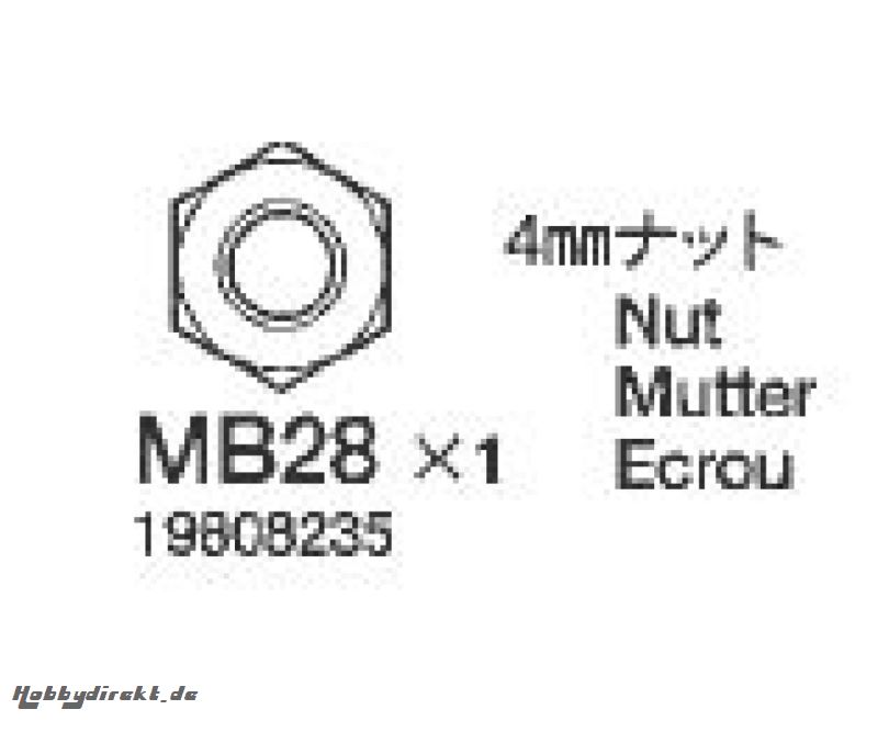 Mutter 4 mm (5) BA8 58431 Tamiya 9808235 309808235