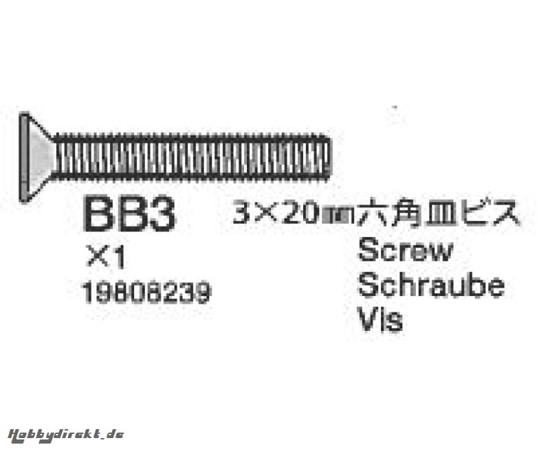 Innensechskant-Senkkopf-Schraube 3x20 mm Tamiya 9808239 309808239