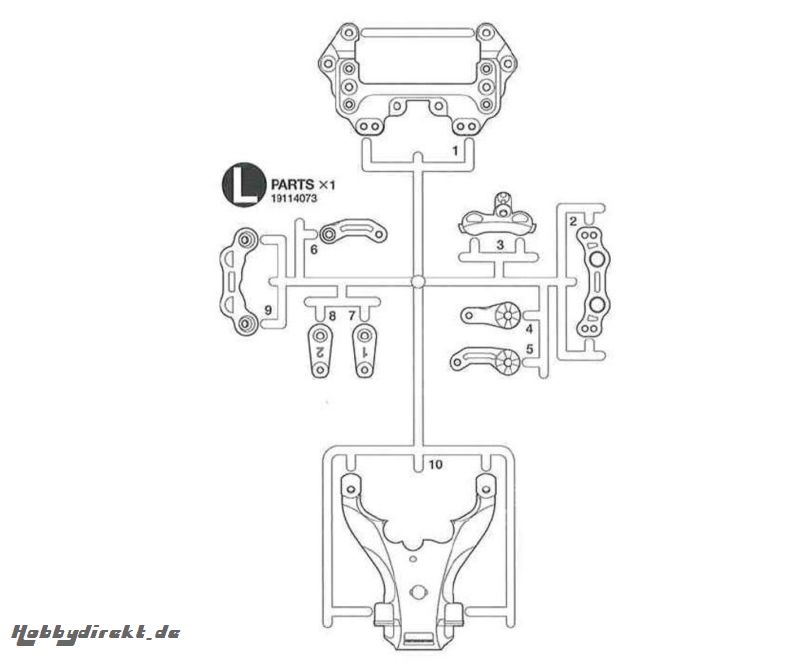 TRF201 L-Teile Lenkhebel/Chassis vo/oben Tamiya 9114073 31911407