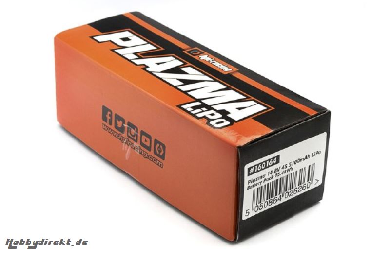 Plazma 14.8V 5100mAh 40C LiPo Battery Pack 75.48Wh HPI 160164