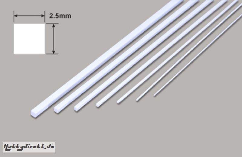 Vierkant- Mikrostäbe - 2.5 x 2.5 x 250mm Plastruct