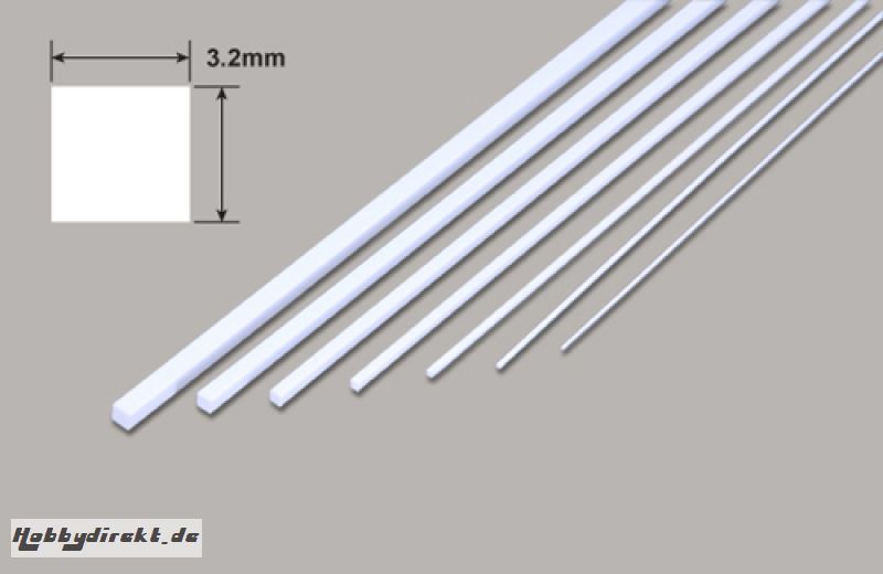 Vierkant - Mikrostäbe - 3.2 x 3.2 x 250mm Plastruct