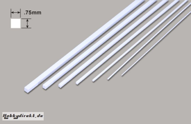 Vierkant - Mikrostäbe - .75 x .75 x 250mm Plastruct