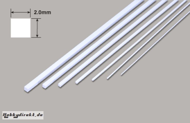 Vierkant - Mikrostäbe - 2.0 x 2.0 x 250mm Plastruct