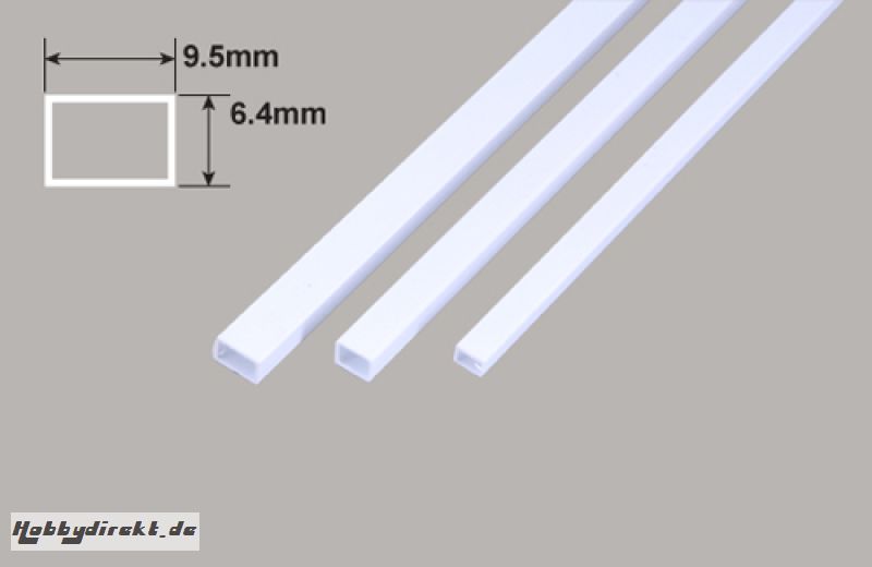 Rechteck Rohr - 9.5 x 6.4 x 375mm Plastruct