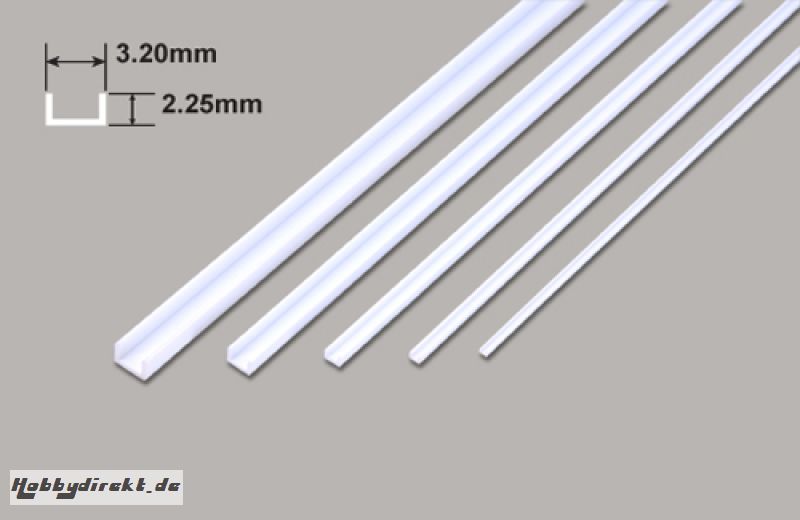 U Profil - 3.20 x 2.25 x 375mm Plastruct