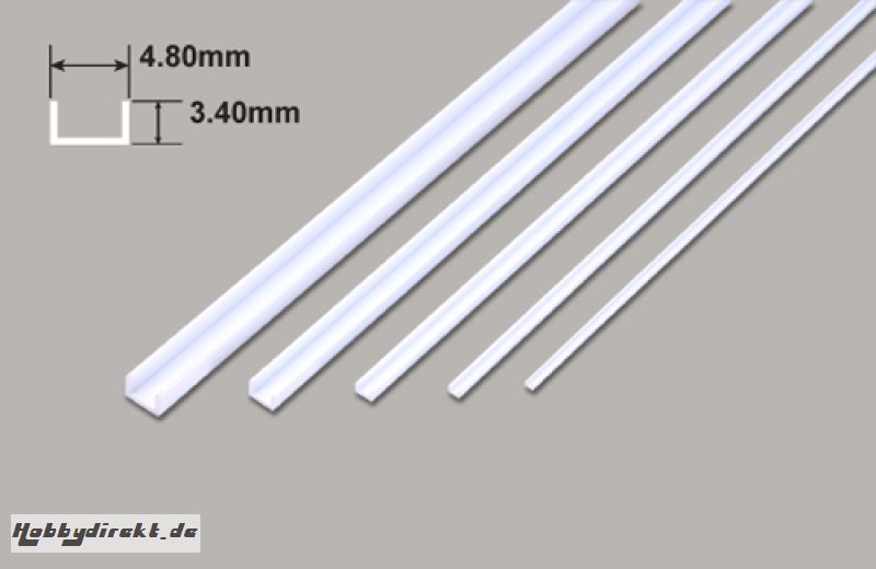 U Profil - 4.80 x 3.40 x 375mm Plastruct