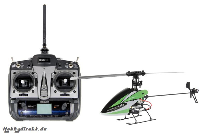 XciteRC Flybarless 245 Trainer RTF 2.4 GHz  4 Kanal Hubschrauber grün/weiß mit 6S Profi 6 Kanal Sender XciteRC 13001120