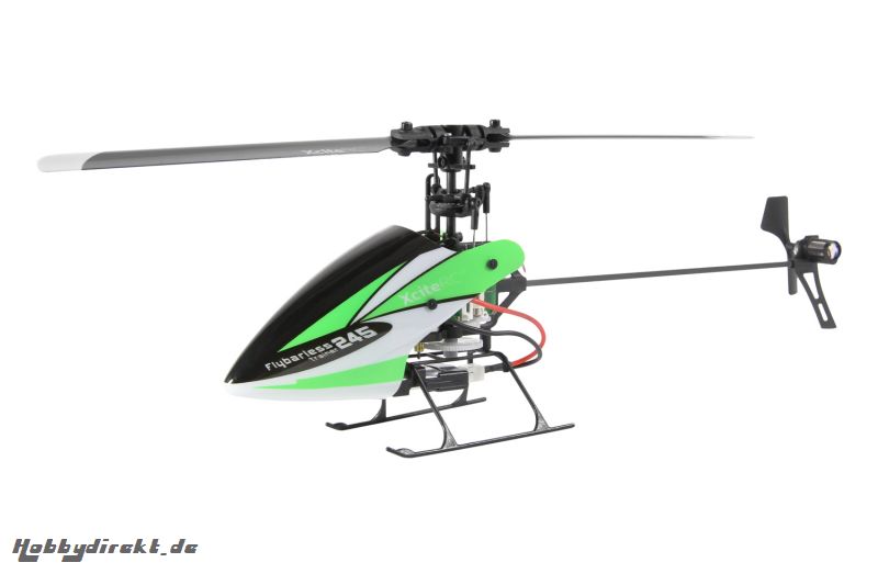 XciteRC Flybarless 245 Trainer RTF 2.4 GHz  4 Kanal Hubschrauber grün/weiß mit 6S Profi 6 Kanal Sender XciteRC 13001120