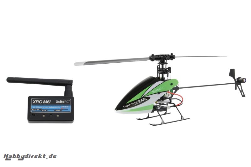 XciteRC Flybarless 245 Trainer RTF 2.4 GHz 4 Kanal Hubschrauber grün/weiß mit M6i 6 Kanal Sendermodul FHSS XciteRC 13001130