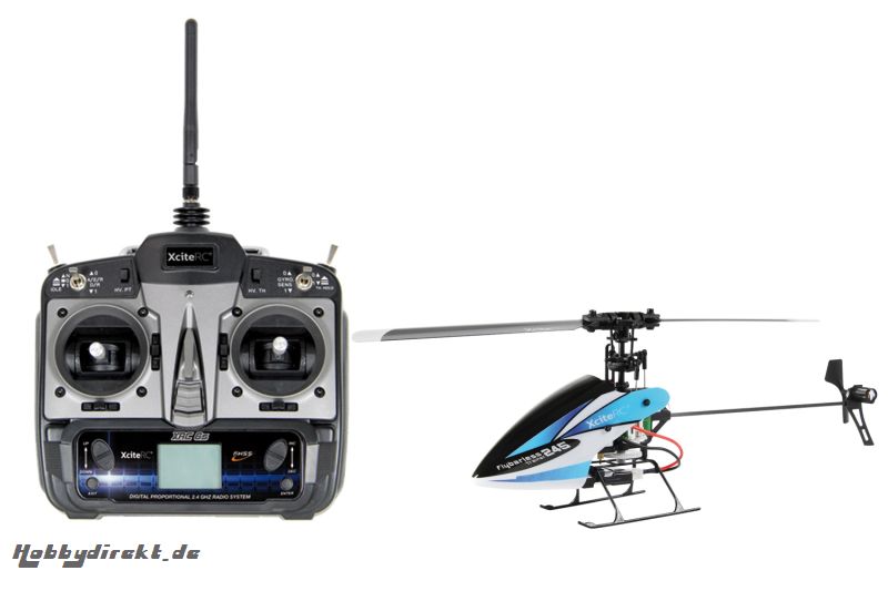 XciteRC Flybarless 245 Trainer RTF 2.4 GHz 4 Kanal Hubschrauber blau/weiß mit 6S Profi 6 Kanal Sender XciteRC 13003110