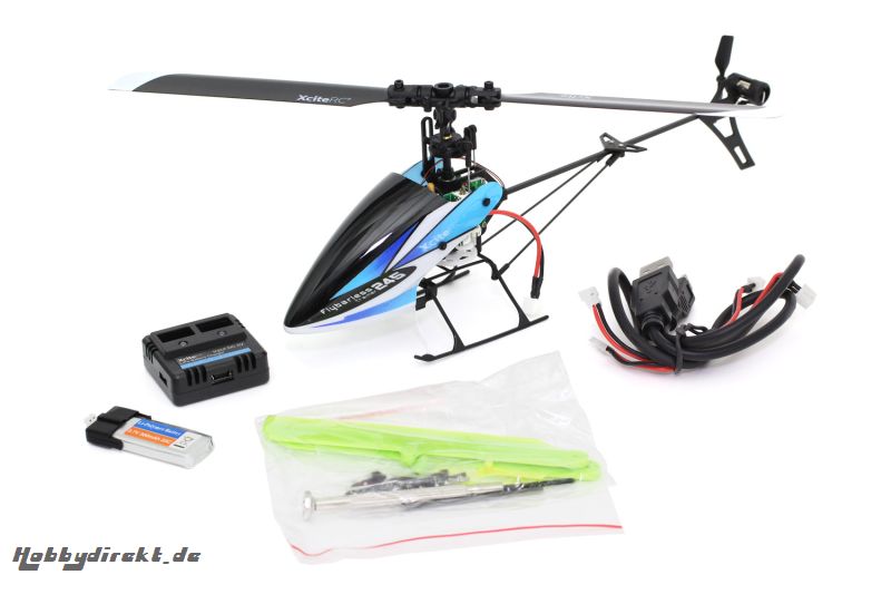 XciteRC Flybarless 245 Trainer RTF 2.4 GHz 4 Kanal Hubschrauber blau/weiß mit 6S Profi 6 Kanal Sender XciteRC 13003110