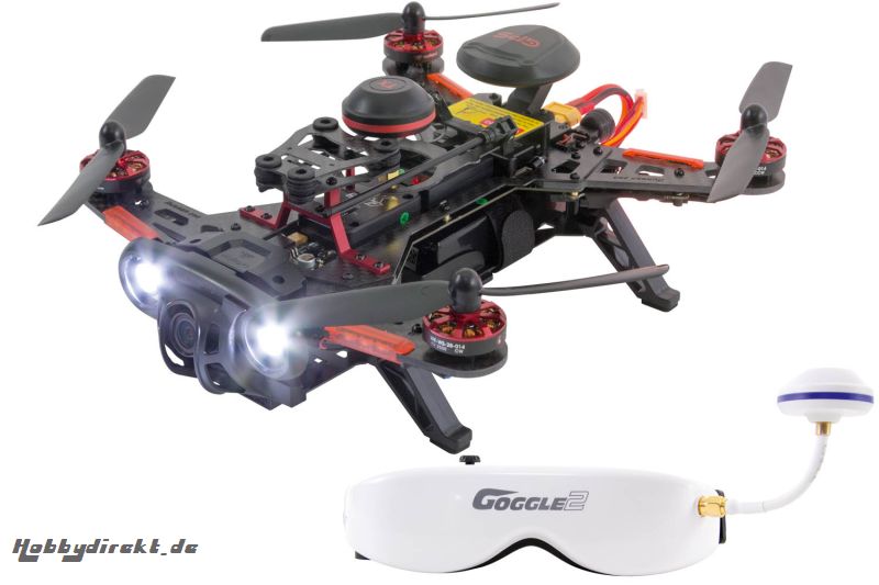 XciteRC FPV Racing-Quadrocopter Runner 250 Advance RTF - FPV-Drohne mit HD Kamera, Videobrille, GPS, Akku, Ladegerät und Devo7 Fernsteuerung Walkera 1