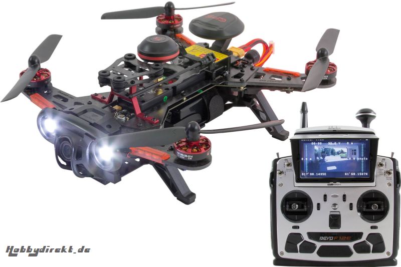 XciteRC FPV Racing-Quadrocopter Runner 250 Advance RTF - FPV-Drohne mit HD Kamera,  GPS, Akku, Ladegerät und Devo F12E Fernsteuerung Walkera 15003780