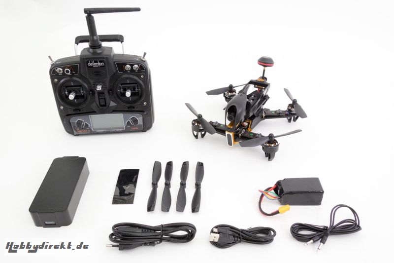 XciteRC FPV Racing-Quadrocopter F210 RTF - FPV-Drohne mit Sony HD-Kamera, OSD, Videobrille Goggle V4, Akku, Ladegerät und DEVO 7 Fernsteuerung Walkera