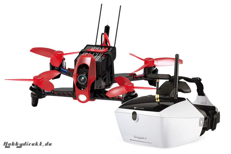 Walkera FPV Racing-Quadrocopter Rodeo 110 RTF - FPV-Drohne mit HD-Kamera, Goggle V4 Videobrille, Akku, Ladegerät und DEVO 7 Fernsteuerung Walkera 1500