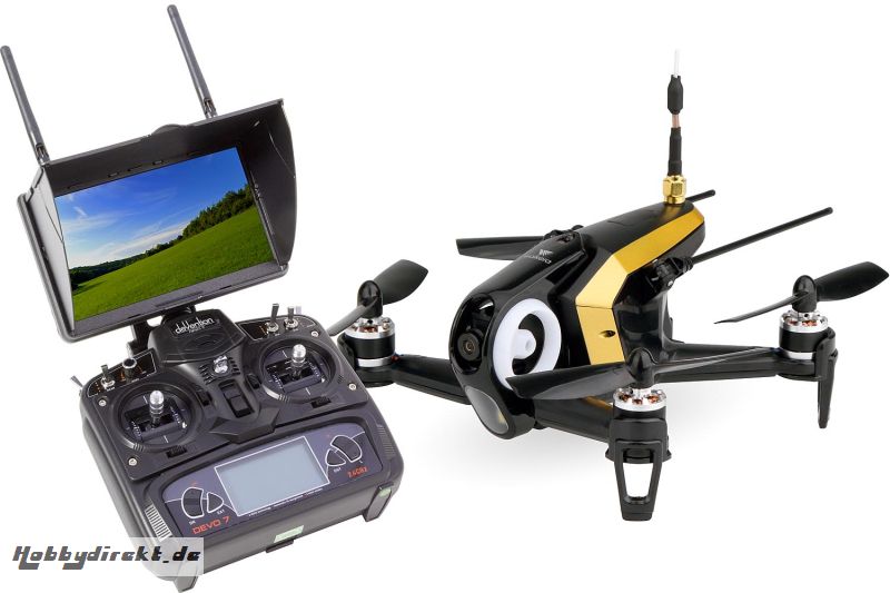 Walkera FPV Racing-Quadrocopter Rodeo 150 RTF schwarz - FPV-Drohne mit HD-Kamera, FPV-Monitor, Akku, Ladegerät und DEVO 7 Fernsteuerung Walkera 150044