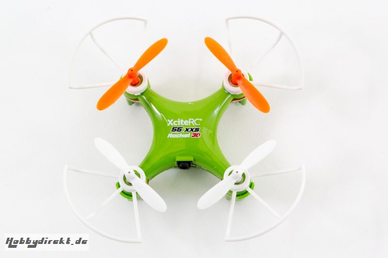 Rocket 55XXS 3D 4-Kanal RTF Quadrocopter grün V2 3-Speed mit Schutzbügel XciteRC 15007600