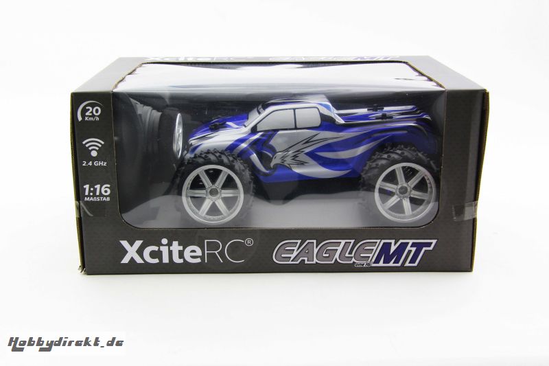 B-WARE !  Eagle Monster Truck M 1:16 - 2WD Ready-to-Run Modellauto, blaue Karosserie XciteRC 30507000B