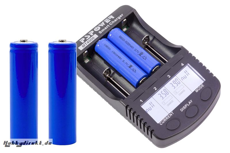 XciteRC Ladegerät für NiMH AA/AAA/SC/C und LiIo mit USB-Ausgang, Kapazitätsanzeige und Innenwiderstandstest, Ladestrom max. 1000 mAh inkl. energyXXL