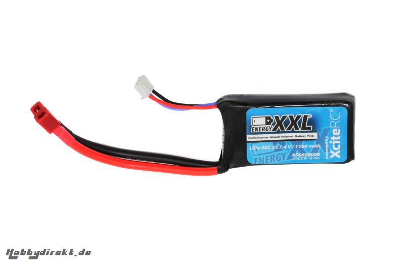 energyXXL Performance Lithium Polymer Battery Pack 30C 2S 7.4 V / 1100 mAh/Softcase/T-Anschlußstecker passend auch fürParacopter energyXXL 56600008